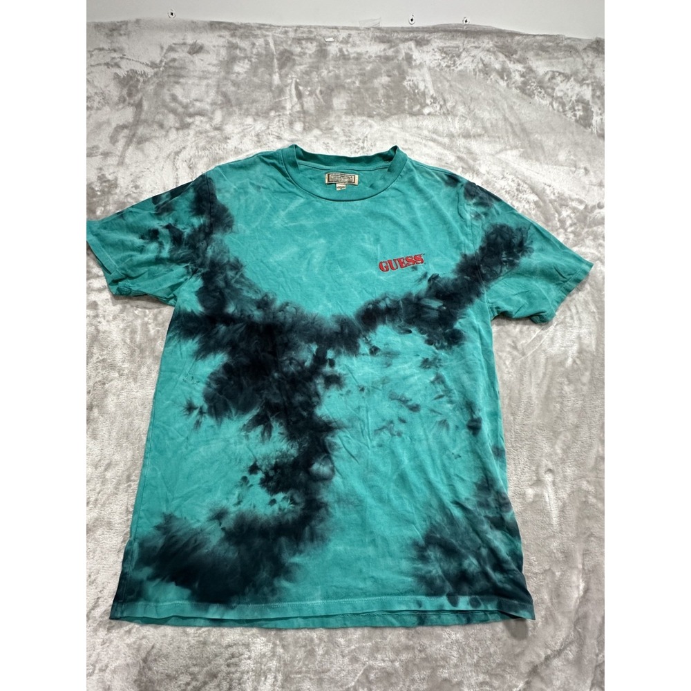 GUESS Originals T-Shirt Men's Size Medium Teal Tie Dye Short Sleeve EUC